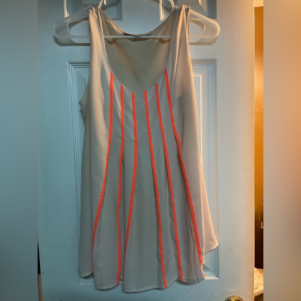 LOFT Cream Sleeveless Camisole with Neon Orange Piping